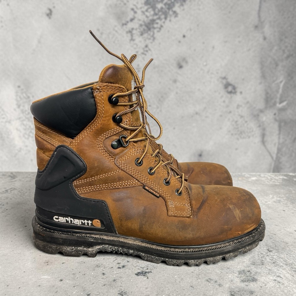 Carhartt CMW6220 Men's Size 10 M Waterproof Steel Toe Work Boots Brown Leather